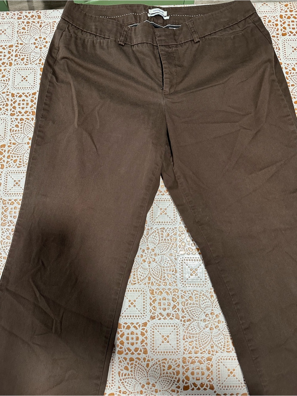 Dockers Women’s Brown Wide Leg Pants Size 14 Short Stretch Cotton Blend Trousers